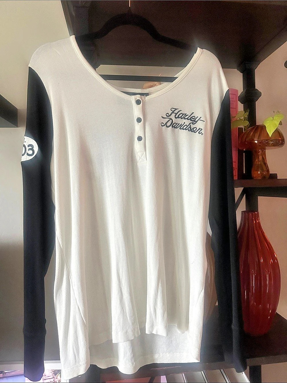 Harley-Davidson Long Sleeve Graphic Tee White & Black Like New: Size 1W / fitsXL - Picture 2 of 6
